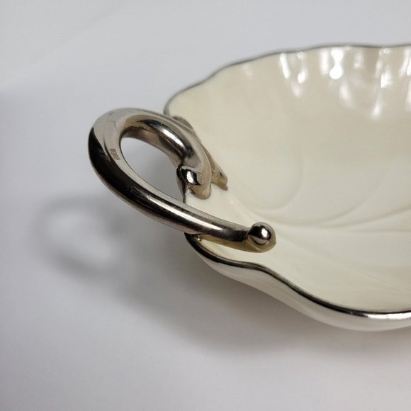 Lenox Candy Trinket Jewelry Dish Leaf With Silver Trim Vintage USA Home Decor - Picture 14 of 16